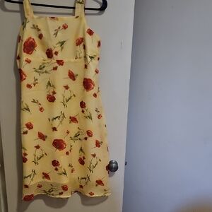 Floral Yellow Dress with Red Flowers